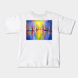 Rainbow sailboats Kids T-Shirt